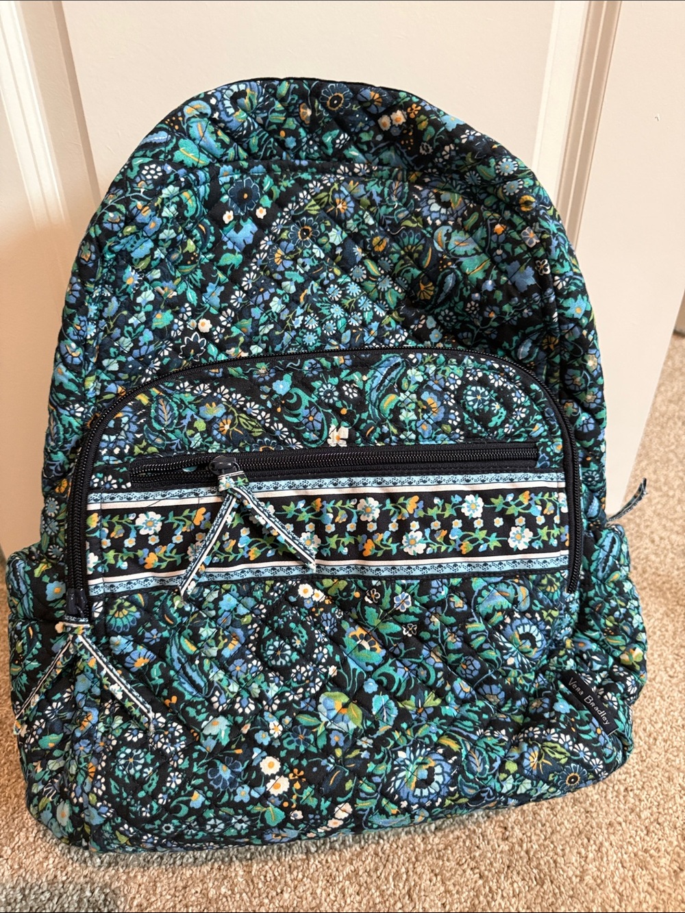 Vera Bradley Blue Teal Floral Quilted Backpack